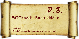 Pákozdi Bozsidár névjegykártya